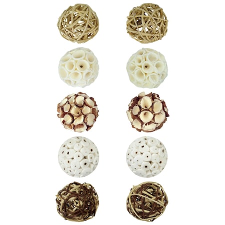 Decorative Balls For Bowls Vases Assorted 10 Piece Rattan Wicker Balls